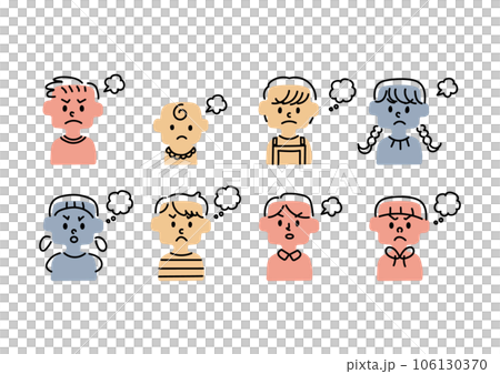 怒ったり不満を感じたりしている子供のイラストセット 106130370