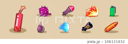 Dangerous Explosives Weapon as Asset for Mobile Game Vector Set 106131832