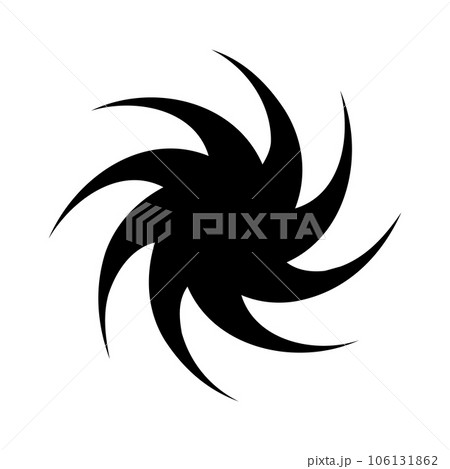 シンプルな台風のシルエットアイコン。ハリケーンシルエットアイコン。ベクター。 106131862