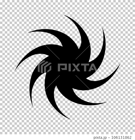 シンプルな台風のシルエットアイコン。ハリケーンシルエットアイコン。ベクター。 106131862