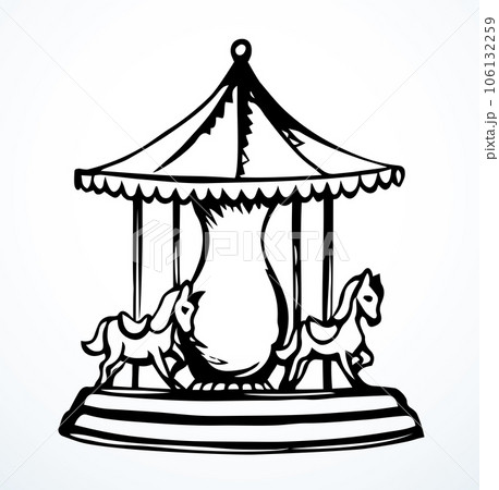 Spinning carousel. Entertainment vector drawing 106132259