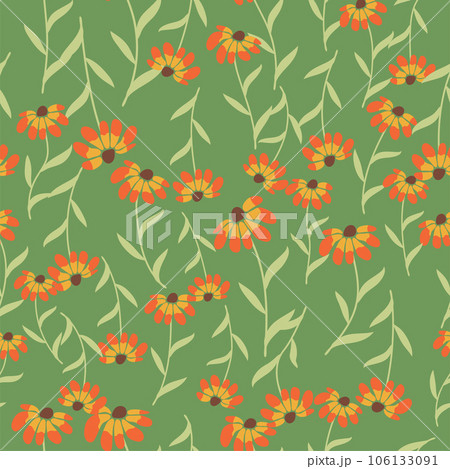 Rudbeckia Contrast floral summer background, seamless pattern for textile, paper Rudbeckia Contrast floral summer background, seamless pattern for textile, paper 106133091