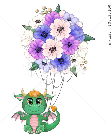 2024 New Year's card template with dragon and flowers 2024 New Year's card template with dragon and flowers 106133100