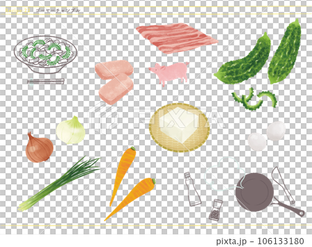 標準配菜-goya chample和配料插圖 標準配菜-goya chample和配料插圖 106133180