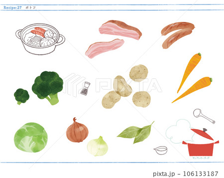 定番おかず-ポトフと食材のイラスト 106133187