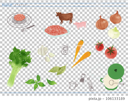 經典配菜-肉醬和食材插畫 106133189