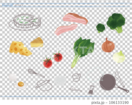 定番おかず-キッシュと食材のイラスト 106133190