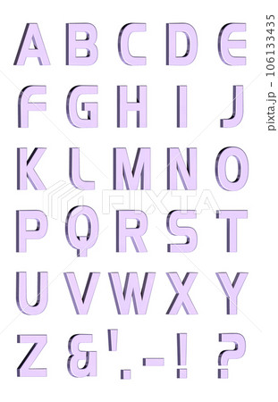 3D Font Pack 6［Alphabet/cap/立体文字/アルファベット］パープル,紫