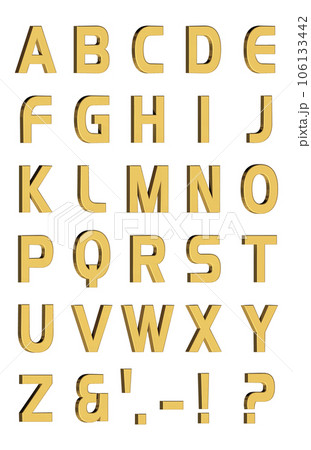 3D Font Pack 6［Alphabet/cap/立体文字/アルファベット］ゴールド,金 106133442