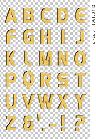 3D Font Pack 6［Alphabet/cap/立体文字/アルファベット］ゴールド,金 106133442