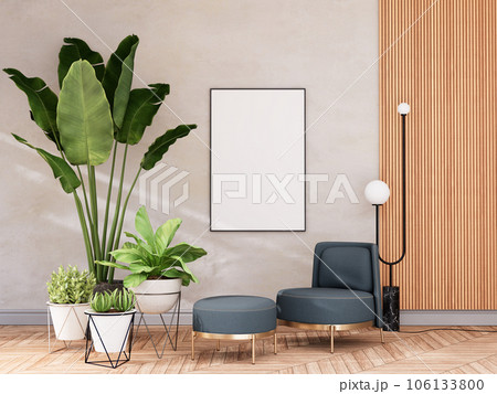 mock up poster frame in modern interior fully furnished rooms background, living room, mock up poster frame in modern interior fully furnished rooms background, living room, 106133800