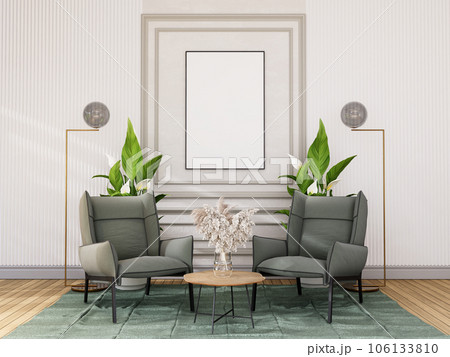 mock up poster frame in modern interior fully furnished rooms background, living room, mock up poster frame in modern interior fully furnished rooms background, living room, 106133810