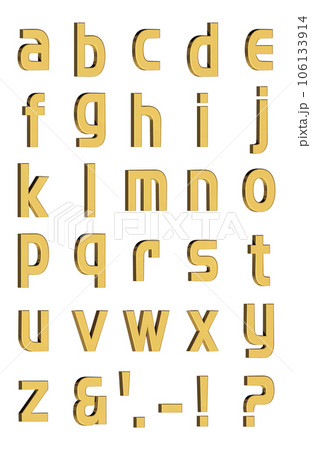 3D Font Pack 6［Alphabet/sml/立体文字/アルファベット］ゴールド,金 106133914