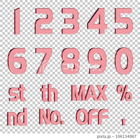 3D Font Pack 6 [Number/three-dimensional characters/numbers] red, red 106134067