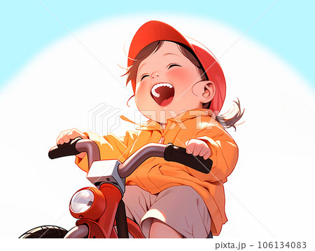 三輪車に乗る元気な女の子 106134083