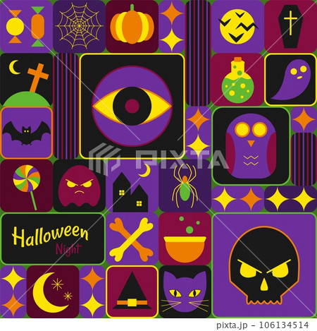 Halloween pattern in simple geometric style 106134514