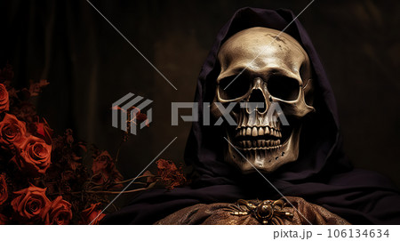 Ethereal Still Life Art Photography Captivating Skull Composition. created with Generative AI 106134634