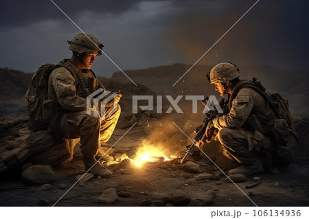 The grit and sacrifice photo realistic illustration - Generative AI. 106134936