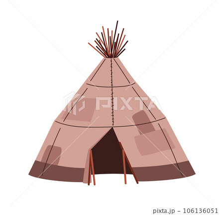 Wigwam, awning, tent house vector illustration, dwelling of the Eskimo people, traditional ethnic home at the north pole 106136051