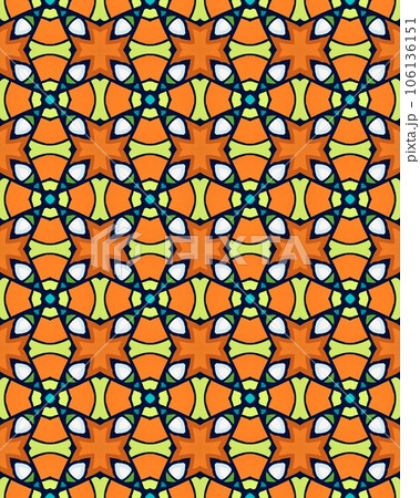 mosaic Seamless pattern background Symmetric vintage fabric texture Decor for design trendy fashion 106136151