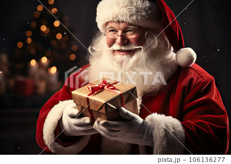 Heartwarming Moments Santa Claus Giving a Gift with Love and Cheer. created with Generative AI 106136277