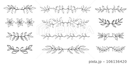 Floral dividers set Hand drawn leaf borders decor Floral dividers set Hand drawn leaf borders decor 106136420