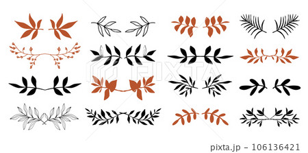 Floral dividers set Hand drawn leaf borders decor Floral dividers set Hand drawn leaf borders decor 106136421