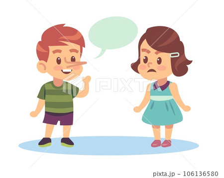 Little boy telling lies to upset little girl....のイラスト素材 [106136580] - PIXTA