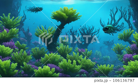 異世界の風景 水中の植物と生き物 4 異世界の風景 水中の植物と生き物 4 106136797