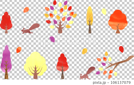 秋天的樹葉樹插圖集 106137079