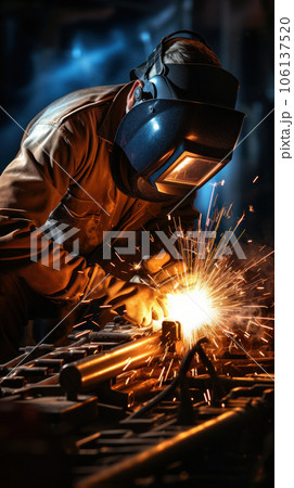 Welder welds steel 106137520