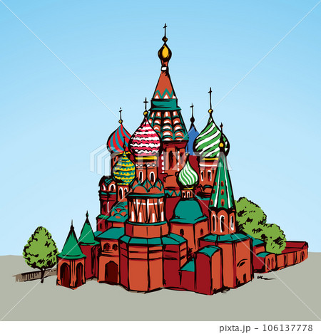 Red Square, Moscow. Vector drawing 106137778