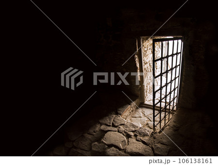 Ancient door of dark room 106138161