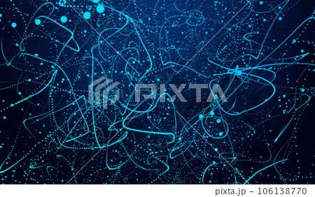 3D abstract digital technology blue light particles wave on blue background. 106138770