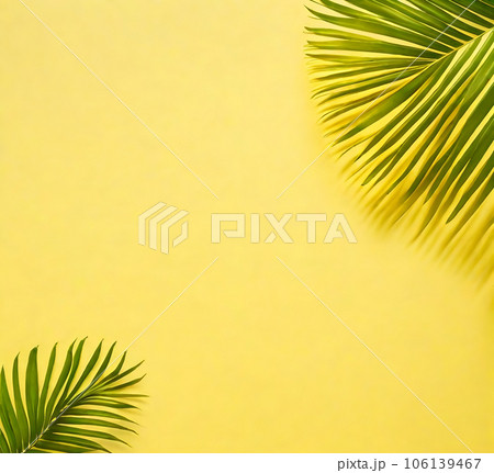 palm leaf on yellow background AIGenerative  106139467