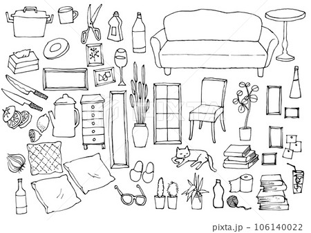 日用品の線画イラスト　モノクロイラスト 106140022