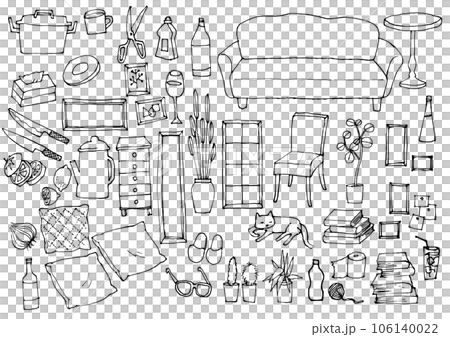 日用品の線画イラスト　モノクロイラスト 106140022