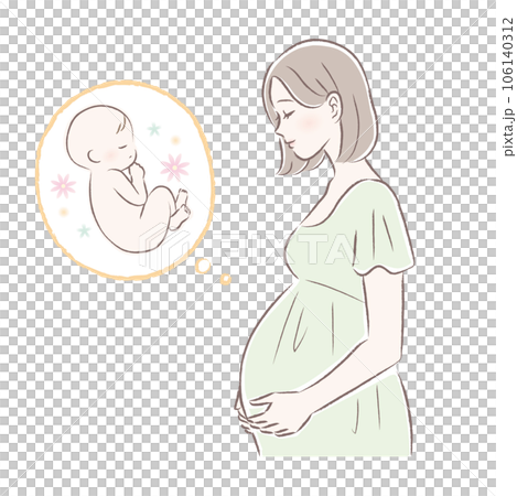 微笑む臨月の妊婦さんと赤ちゃんのイラスト 微笑む臨月の妊婦さんと赤ちゃんのイラスト 106140312