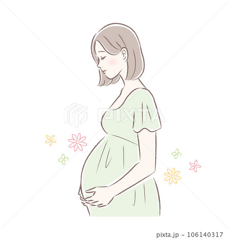 妊娠後期・臨月の妊婦さんのイラスト 106140317