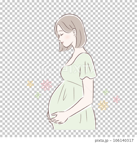 妊娠後期・臨月の妊婦さんのイラスト 106140317