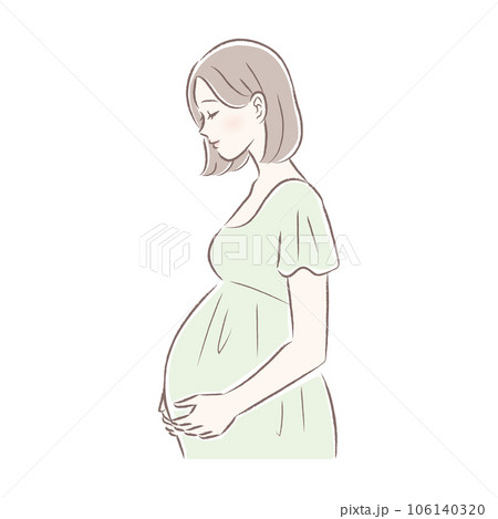 Illustration of a pregnant woman with a gentle - Stock