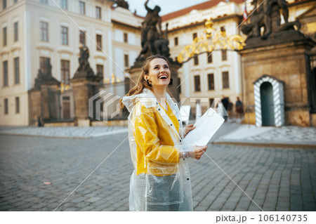 smiling trendy woman in blouse in Prague Czech Republic smiling trendy woman in blouse in Prague Czech Republic 106140735