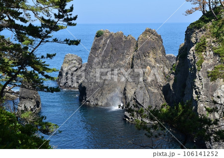 夏の碁石岬の千代島 岩手 夏の碁石岬の千代島 岩手 106141252