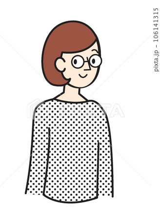 人物イラスト　シンプルイラスト　メガネをかけた女の人 106141315