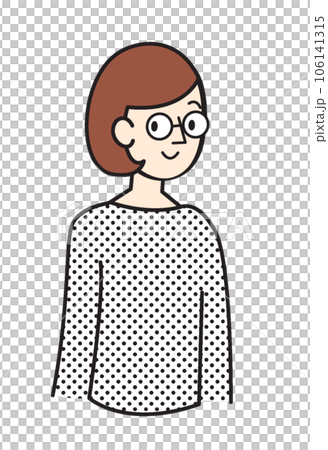 人物イラスト　シンプルイラスト　メガネをかけた女の人 106141315