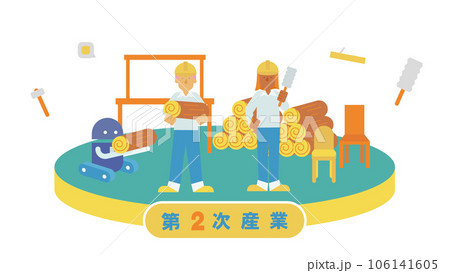 2次産業の木の加工に従事する男性女性 106141605