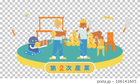 2次産業の木の加工に従事する男性女性 106141605