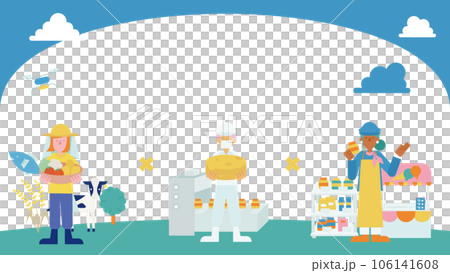 A single illustration (flat) summarizing people engaged in the sixth industry 106141608