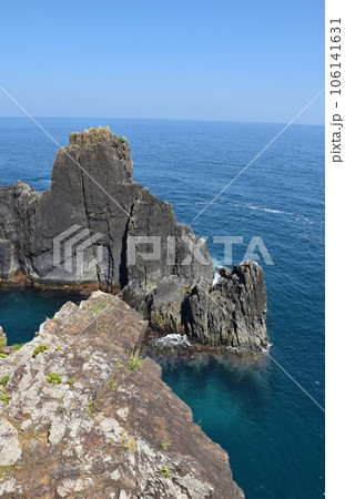 晴れた夏の碁石岬の風景　岩手 106141631