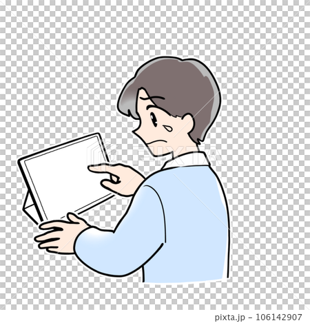 一名男子操作平板電腦的插圖 一名男子操作平板電腦的插圖 106142907